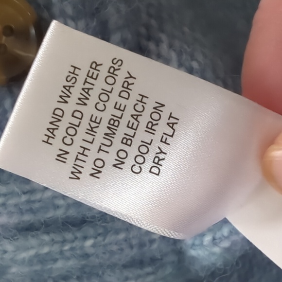 FLAG & ANTHEM I Light Blue Boxy Cropped Knit V- Neck Cardigan Sweater, L - Picture 10 of 12